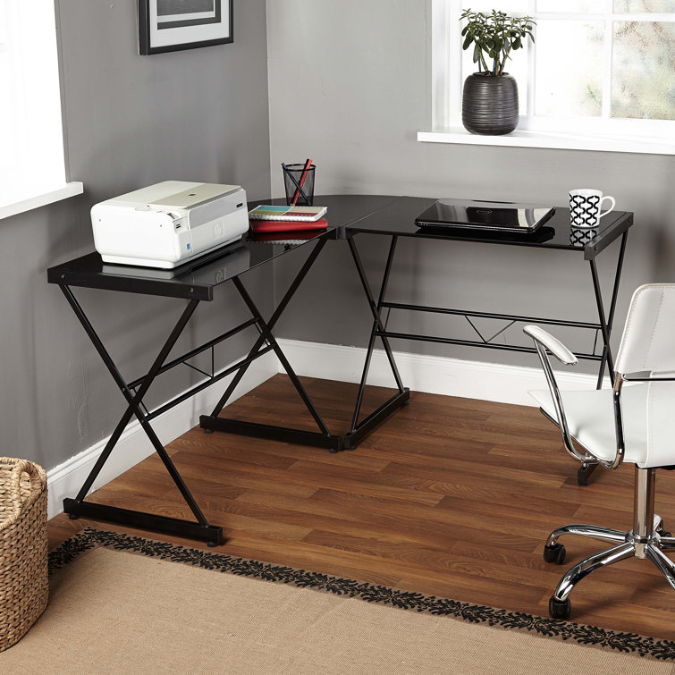 Latitude Run® Rikwin Glass LShape Desk & Reviews Wayfair